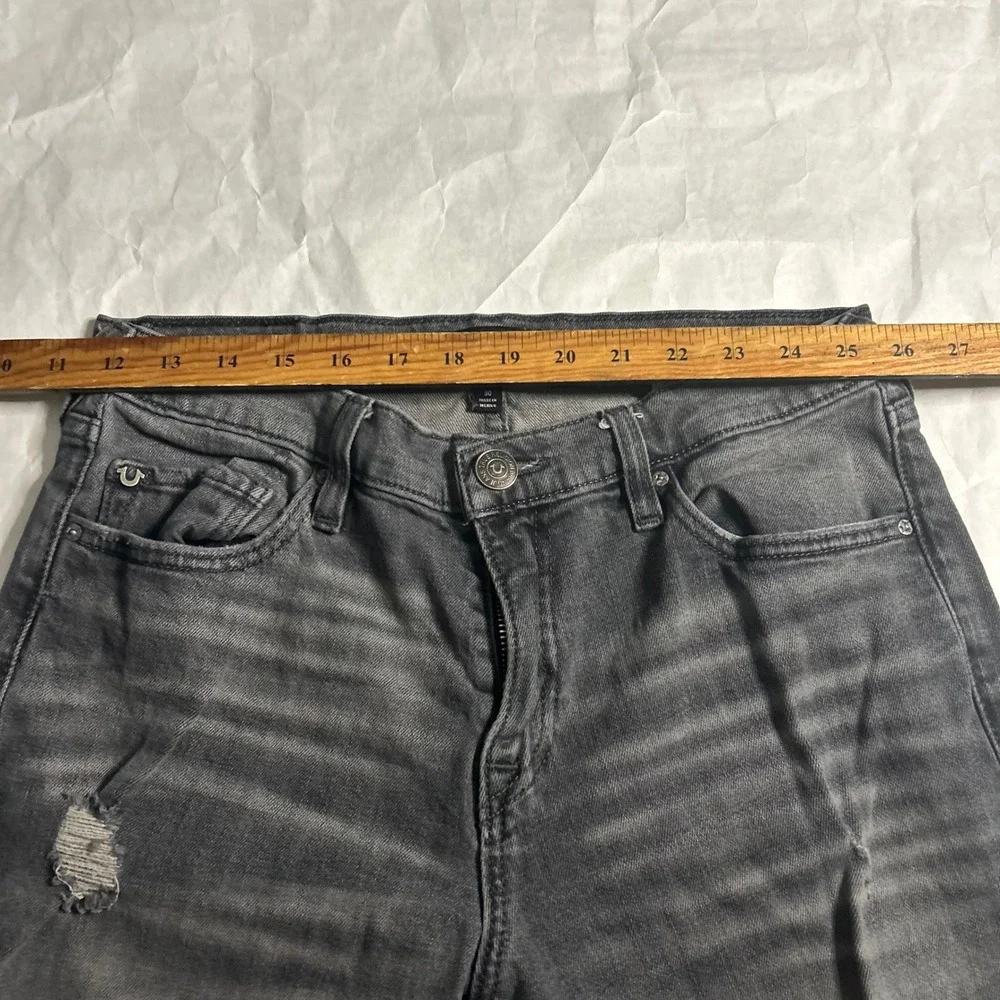 True Religion Geno Relaxed Slim Gray Distressed‎ Denim Jeans Mens Size 30